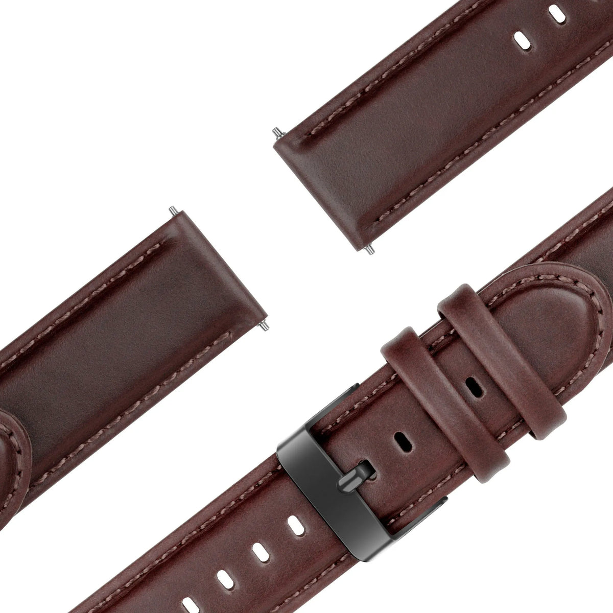 Leather Strap 'Classic', laid flat, separate parts, top and underside view