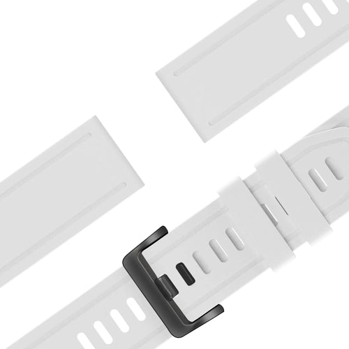 Buckled Silicone Strap, laid flat, separate parts, top and underside view