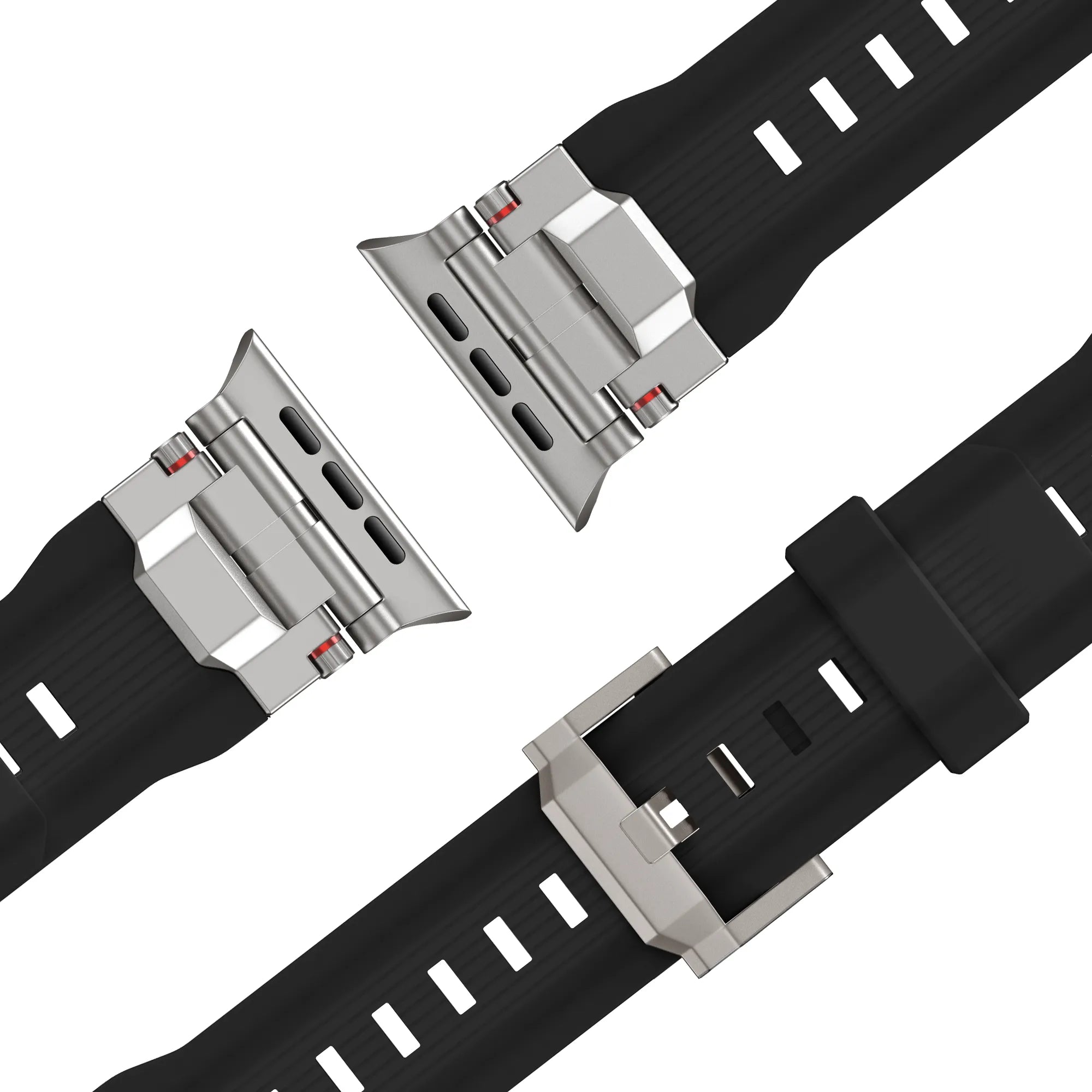 Bandz Apple Watch Armband aus Flüssigsilikon 'Explorer' (Schwarz mit Titan)