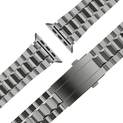 Titanium Strap 'Deluxe', laid flat, separate parts, top and underside view