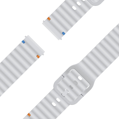 Silicone Strap 'Wave', laid flat, separate parts, top and underside view