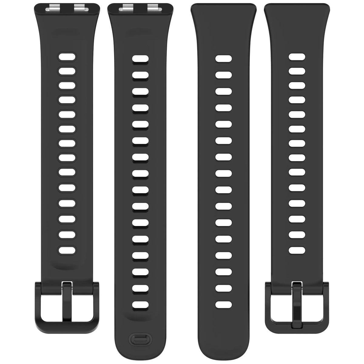 Silicone Strap, laid flat, separate parts, top and underside view