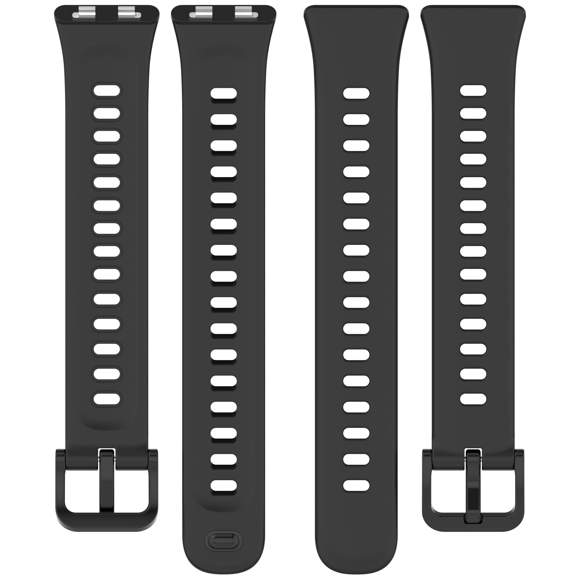 Silicone Strap, laid flat, separate parts, top and underside view