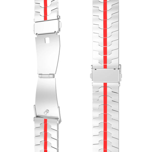 Steel Iron Strap, laid flat, separate parts, top and underside view