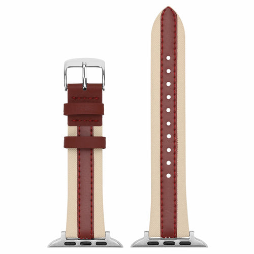 Apple Watch Slim Hybrid Lederarmband (Beige/Rot)