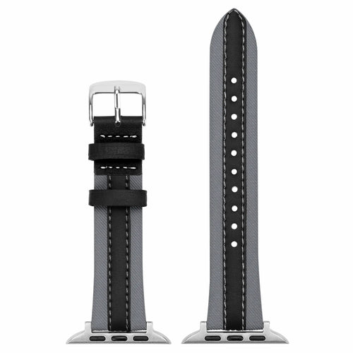 Apple Watch Slim Hybrid Lederarmband (Grau/Schwarz)