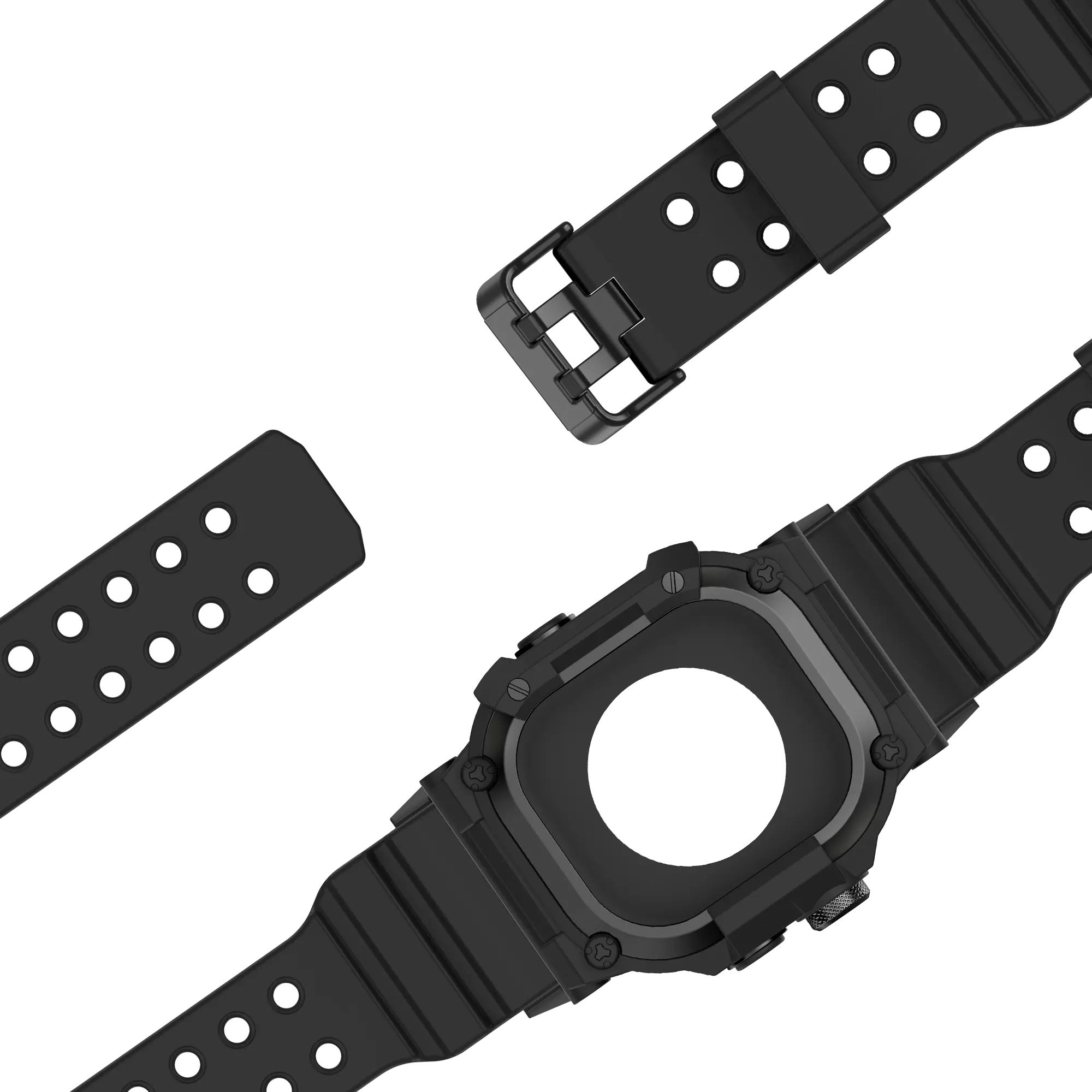Bandz Apple Watch Ultra TPU Strap with Case (Black with Black)