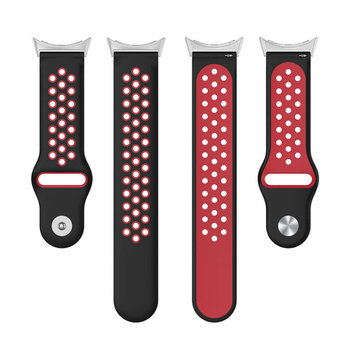 Silicone Sport Strap, laid flat, separate parts, top and underside view