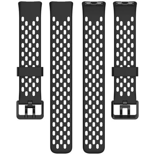 Breathable Silicone Strap, laid flat, separate parts, top and underside view