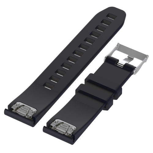 Glossy Silicone Strap, laid flat, separate parts, top and underside view