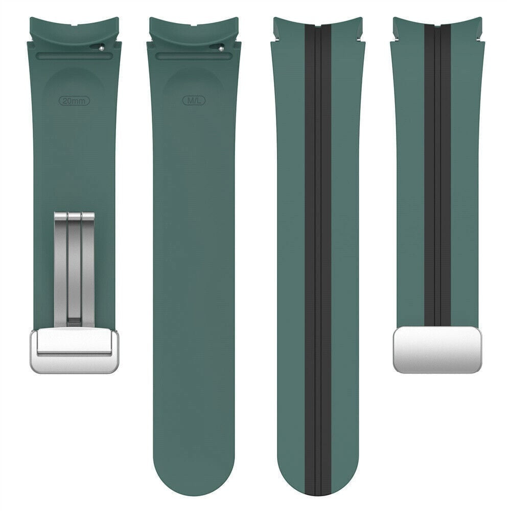 Silicone Magnetic Sport Strap, laid flat, separate parts, top and underside view
