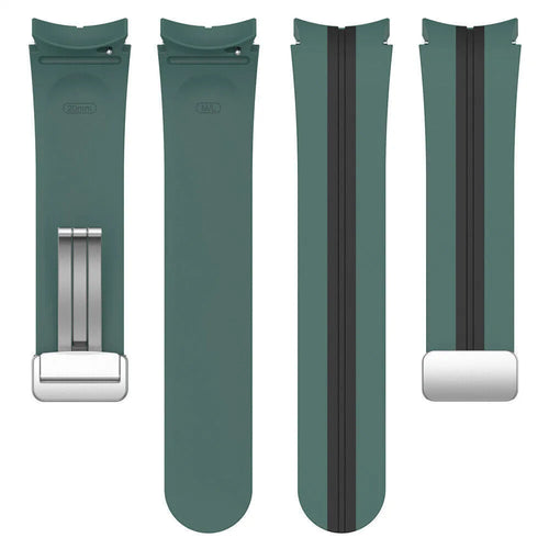 Silicone Magnetic Sport Strap, laid flat, separate parts, top and underside view