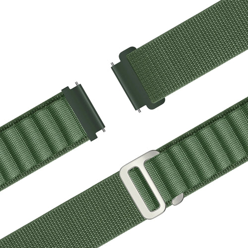 Nylon Alpine Strap, laid flat, separate parts, top and underside view