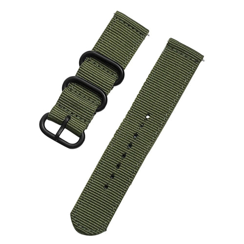 Nylon Buckle Strap, laid flat, separate parts, top and underside view