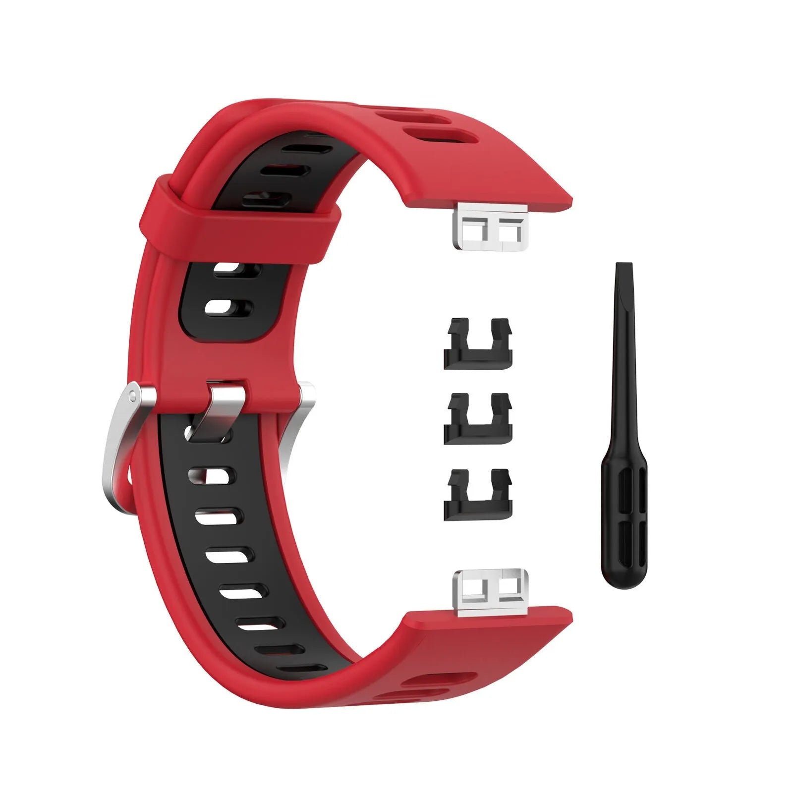 Silicone Strap 'Tough', laid flat, separate parts, top and underside view