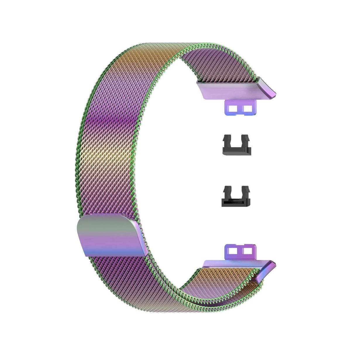 Milanese Strap, laid flat, separate parts, top and underside view