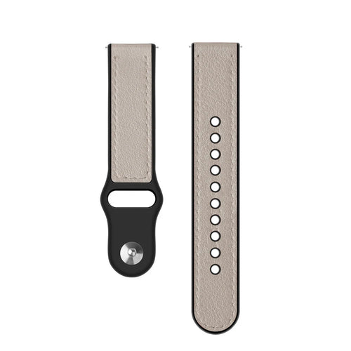 Uhrenarmband hybrid Leder 22mm - Schnellverschluss (Weiß)