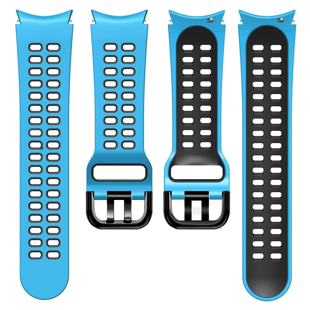 Silicone Squared Sport Strap, laid flat, separate parts, top and underside view