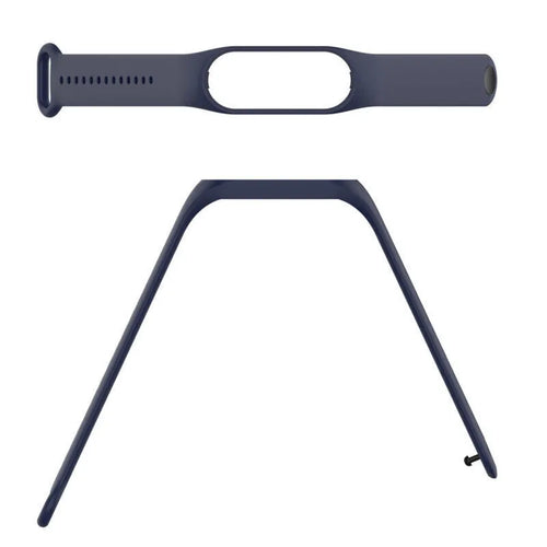 Silicone Strap, laid flat, separate parts, top and underside view