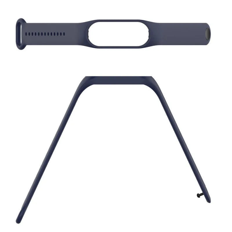 Silicone Strap, laid flat, separate parts, top and underside view