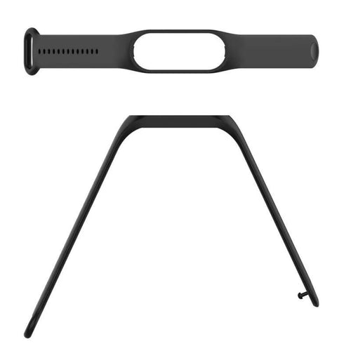 Silicone Strap, laid flat, separate parts, top and underside view
