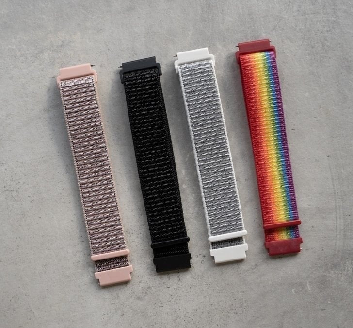Nylon Strap, laid flat, separate parts, top and underside view