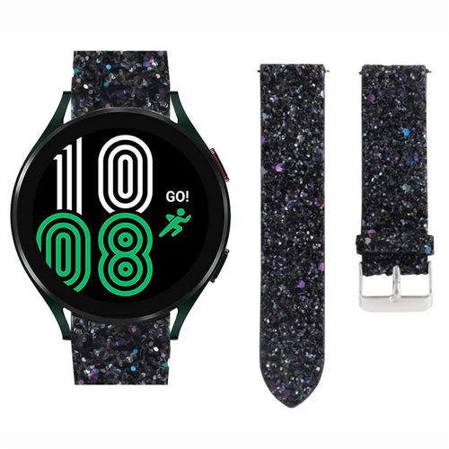 Leather Strap with Glitters, laid flat, separate parts, top and underside view