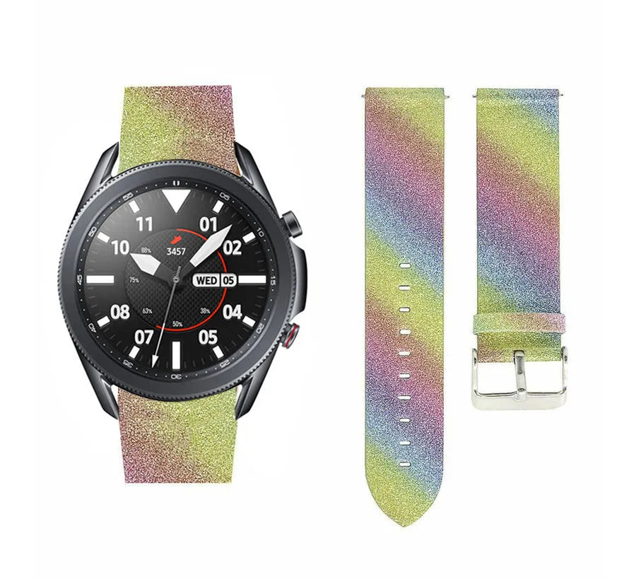 Leather Strap with Glitters, laid flat, separate parts, top and underside view