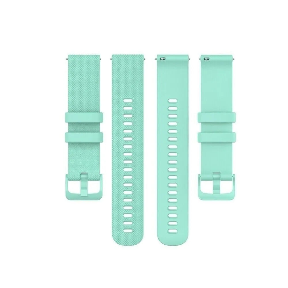 Premium Silicone Strap, laid flat, separate parts, top and underside view