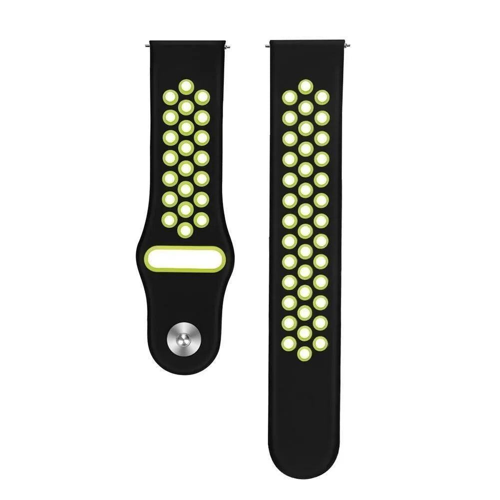 Silicone Sport Strap, laid flat, separate parts, top and underside view
