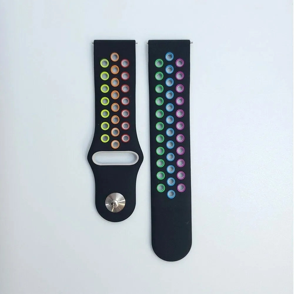 Silicone Sport Strap, laid flat, separate parts, top and underside view