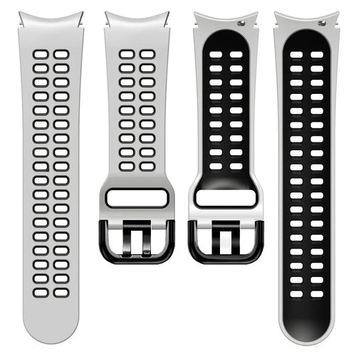 Silicone Squared Sport Strap, laid flat, separate parts, top and underside view