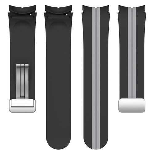 Silicone Magnetic Sport Strap, laid flat, separate parts, top and underside view
