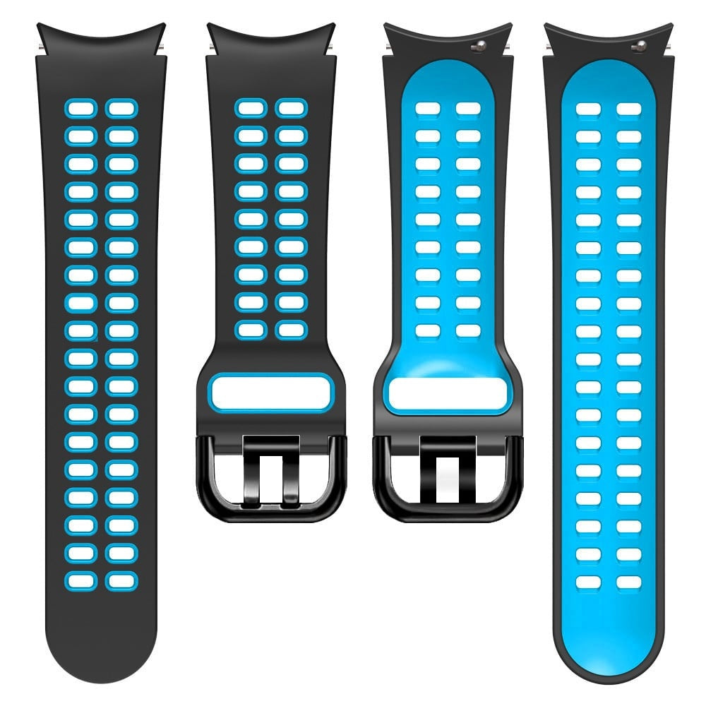 Silicone Squared Sport Strap, laid flat, separate parts, top and underside view
