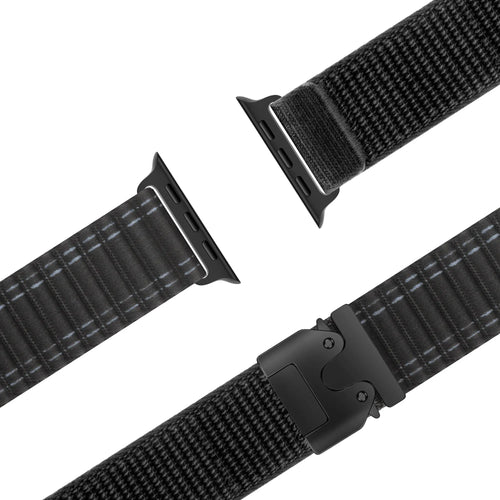 Bandz Apple Watch Nylon Band 'Deluxe' mit P-Schnalle (Schwarz)