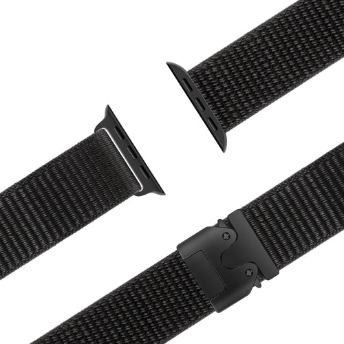 Nylon Strap 'Classic' P-Buckle, black, laid flat, joined, 45° top view