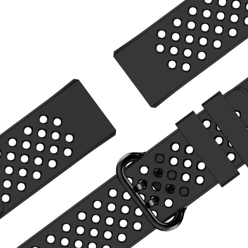Silicone Sport Strap 'Air', black, laid flat, joined, 45° top view