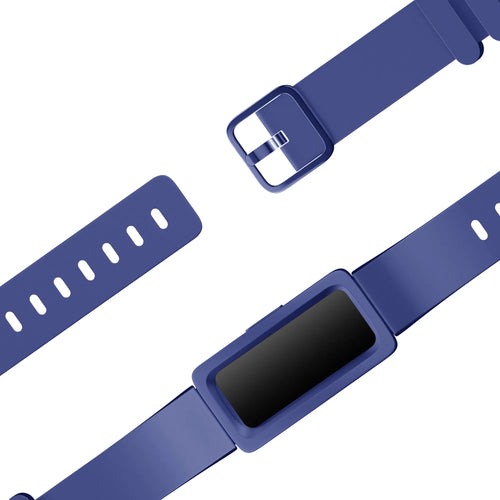 Silicone Strap, dark blue, laid flat, joined, 45° top view