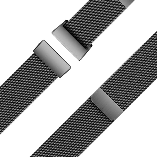 Milanese Loop Strap, black, laid flat, joined, 45° top view
