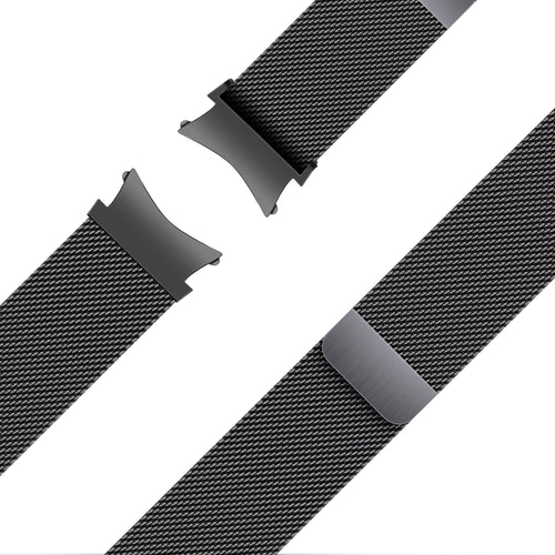 Milanese Loop Strap, black, laid flat, joined, 45° top view
