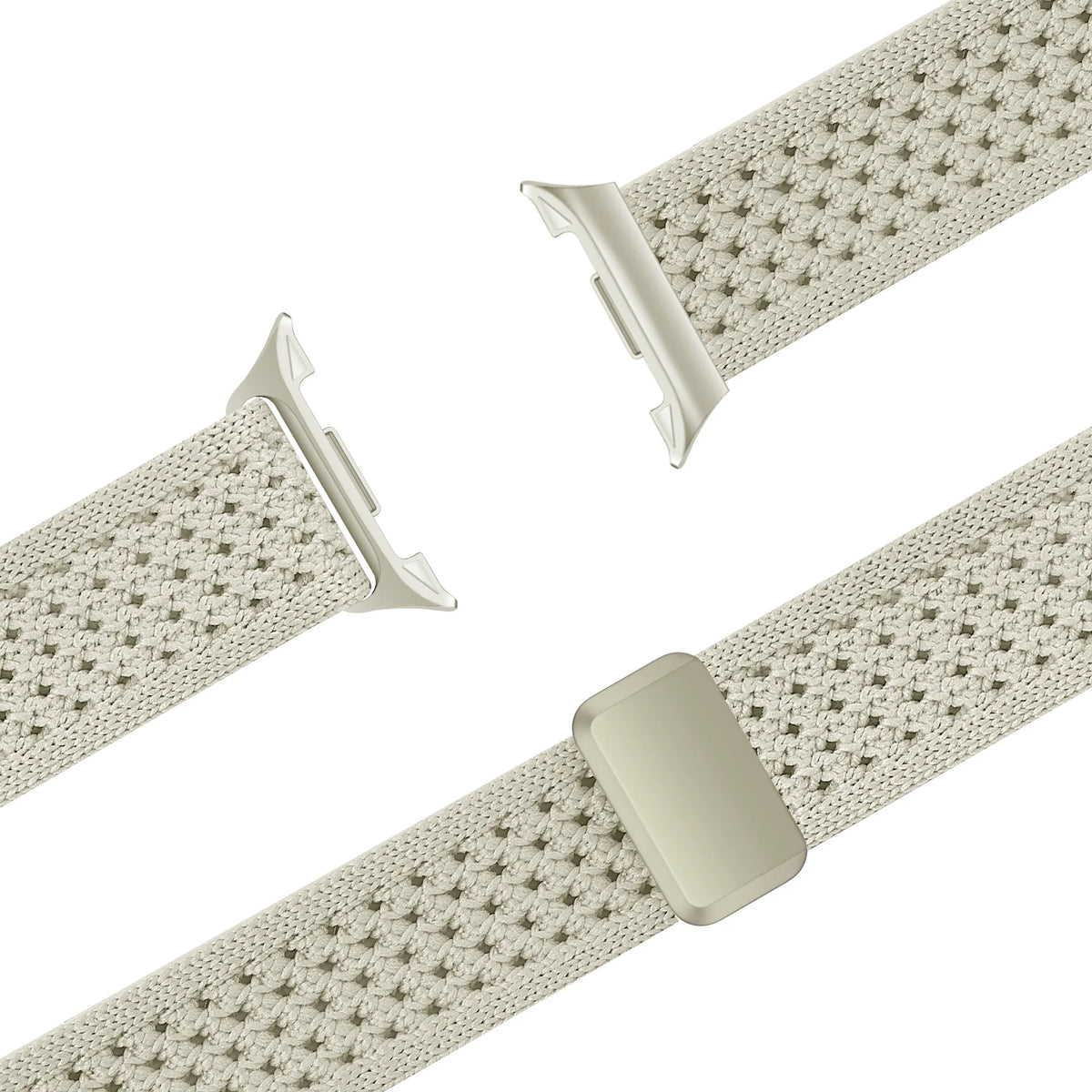 Vintage Nylon Strap, starlight, laid flat, joined, 45° top view