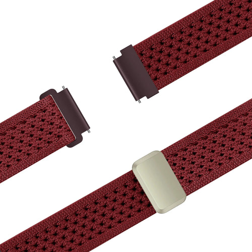 Vintage Nylon Strap, wine red, laid flat, joined, 45° top view