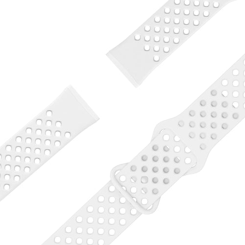 Silicone Sport Strap 'Air', white, laid flat, joined, 45° top view