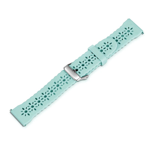 Patterned Silicone Strap, blue sea green, laid flat, joined, 45° top view