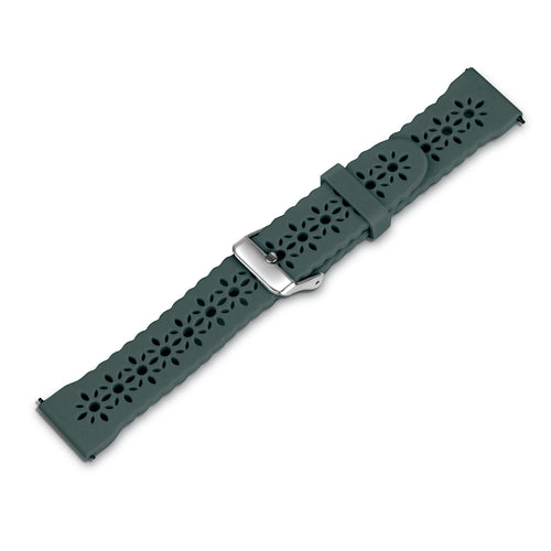 Patterned Silicone Strap, viridian, laid flat, joined, 45° top view