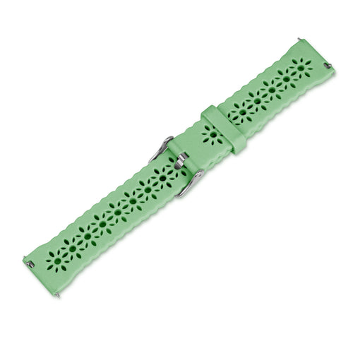 Patterned Silicone Strap, green, laid flat, joined, 45° top view