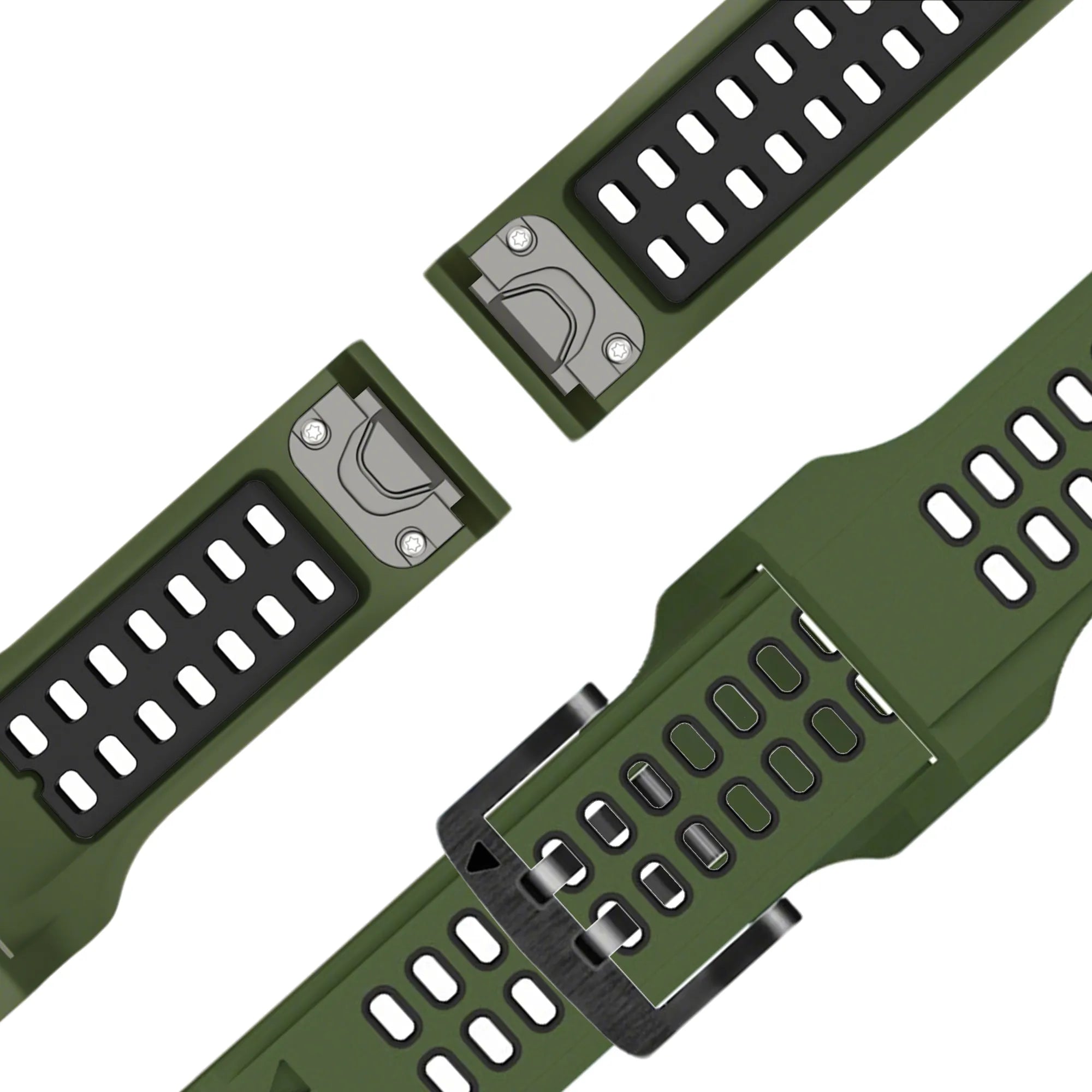Bandz Amazfit T-Rex Ultra 2 Dual Sport Schnallenarmband (Armeegrün/Schwarz)