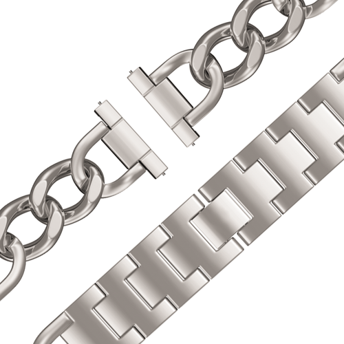 Metal Strap 'Chains', starlight, laid flat, joined, 45° top view