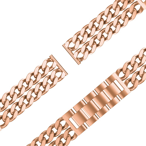 Metal Strap 'Double Chains', rose gold, laid flat, joined, 45° top view