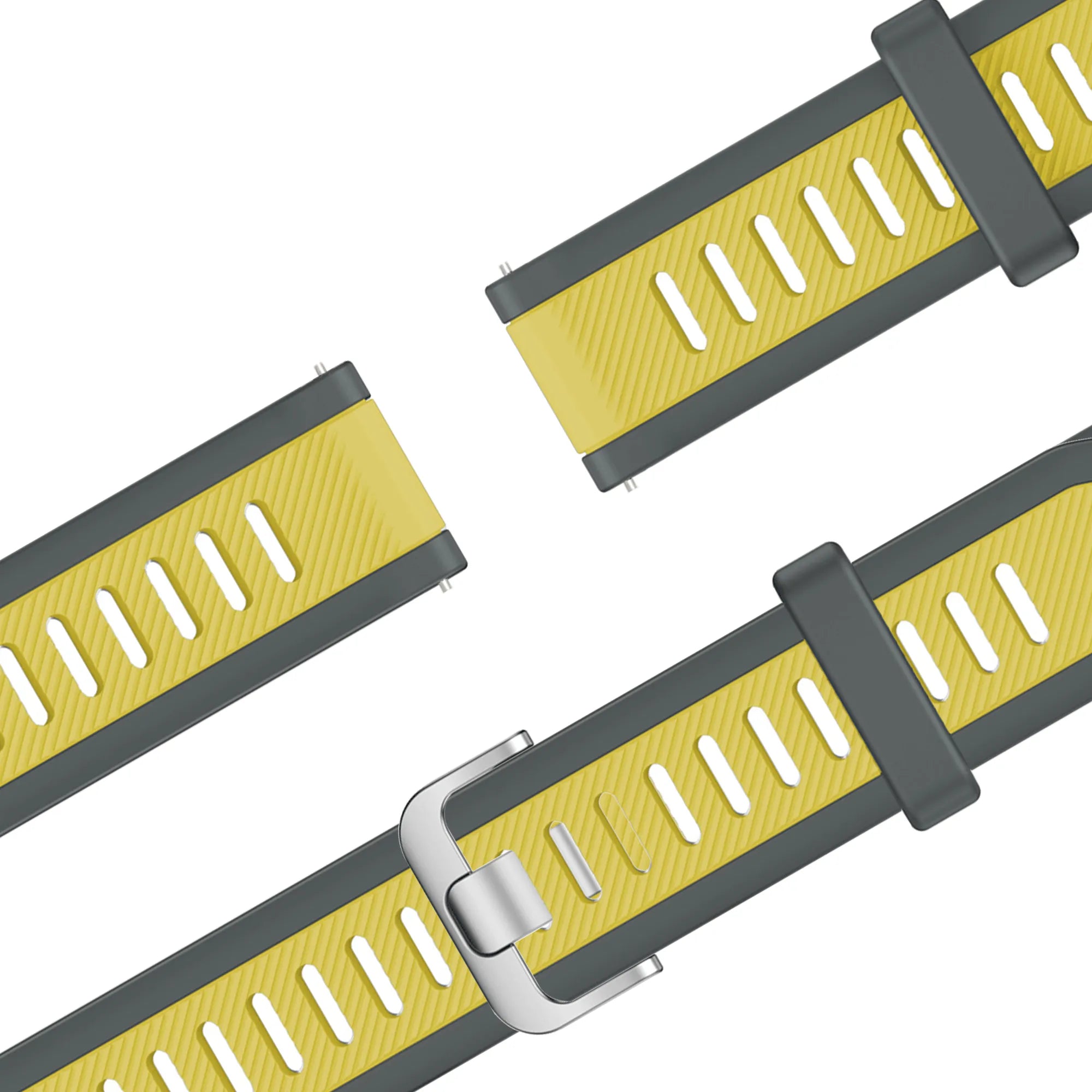 Bandz Garmin Forerunner 570 - 47mm Dual Buckled Sport Strap (Grey/Yellow)
